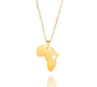 UNIFT Collar con colgante de mapa africano para mujeres y hombres, de acero inoxidable, minimalista, étnico, chic, África, patria, continente, contorno, collar, joyería hiphop, Acero inoxidable, No es