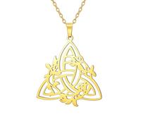 UNIFT Collar con colgante de triquetra celta para mujeres y hombres, de acero inoxidable, con nudo de la Trinidad irlandés, collar con colgante de nudo de la suerte, talla única, Acero inoxidable, No