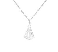 UNIFT Collar con cruz de la Virgen María y Jesús para mujer, acero inoxidable, hueco y sagrado fe, joyería de regalo, Ajustable, Acero inoxidable, Sin piedra preciosa
