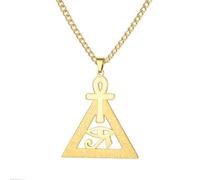 UNIFT Collar con diseño de ojo de Horus y cruz Ankh para mujeres y hombres, amuleto egipcio antiguo de acero inoxidable, regalo de joyería, Adjustable, Acero inoxidable, No es una piedra preciosa