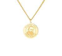 UNIFT - Collar con medalla de San Padre Pío para mujeres y hombres, de acero inoxidable grabado, rezar por nosotros y capuchino, OFMCAP, sello de Roma, joyería religiosa católica, regalo