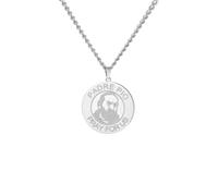 UNIFT - Collar con medalla de San Padre Pío para mujeres y hombres, de acero inoxidable grabado, rezar por nosotros y capuchino, OFMCAP, sello de Roma, joyería religiosa católica, regalo