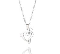 UNIFT Collar con nota musical para mujer, acero inoxidable, llave de violín y llave de bajo, nota musical con amor, corazón, colgante, collar, joyería, regalo para amantes de la música, Eine Größe