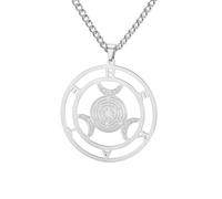 unift Collar con rueda de Hécate para hombre y mujer, acero inoxidable, símbolo mágico de brujería, colgante con rueda de Hécate, joyería pagana wiccana, amuleto, regalo (plata)
