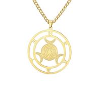 unift Collar con rueda de Hécate para hombre y mujer, acero inoxidable, símbolo mágico de brujería, colgante con rueda de Hécate, joyería pagana wiccana, amuleto, regalo (oro)