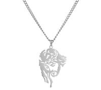 unift Collar de Cabeza de Jesucristo de Acero Inoxidable para Hombres y Mujeres Logotipo Cristiano de Cabeza de Jesús Collar Colgante de Oración Religiosa Joyas (plata)