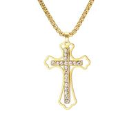 UNIFT Collar de cruz para mujeres y hombres, acero inoxidable, delicado símbolo de fe, cruz con colgante de diamante, joyería religiosa cristiana, talla única, Acero inoxidable, No es una piedra