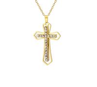 UNIFT Collar de cruz para mujeres y hombres, acero inoxidable, delicado símbolo de fe, cruz con colgante de diamante, joyería religiosa cristiana, talla única, Acero inoxidable, No es una piedra