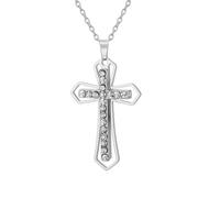 UNIFT Collar de cruz para mujeres y hombres, acero inoxidable, delicado símbolo de fe, cruz con colgante de diamante, joyería religiosa cristiana, talla única, Acero inoxidable, No es una piedra