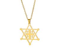 UNIFT Collar de estrella de David para mujer, colgante de hexágono judío clásico de acero inoxidable con collares de cruz, joyería de Isael, amuleto religioso, Acero inoxidable