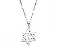 UNIFT Collar de estrella de David para mujer, colgante de hexágono judío clásico de acero inoxidable con collares de cruz, joyería de Isael, amuleto religioso, Acero inoxidable