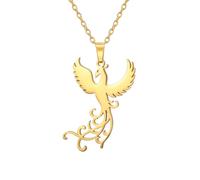 UNIFT Collar de fénix para mujer, de acero inoxidable, bonito y delicado colgante de fénix en ascenso, joyería de inspiración, talla única, Acero inoxidable, No es una piedra preciosa