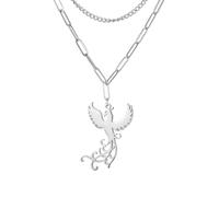 UNIFT Collar de fénix para mujer, de acero inoxidable, bonito y delicado colgante de fénix en ascenso, joyería de inspiración, talla única, Acero inoxidable, No es una piedra preciosa