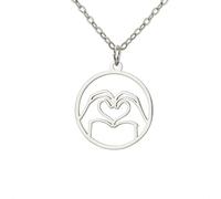 UNIFT Collar de gesto de mano genial para mujeres y hombres, collar de lenguaje de señas de acero inoxidable con corazón/I Love You/OK/Thumbs Up Edgy Bold Punk Rock Jewelry Gifts, talla única, Acero