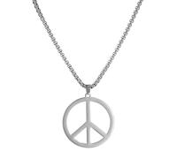 unift Collar de la Paz para Hombres Mujeres Acero Inoxidable Estilo Hippie Collar Signo de Paz 1960s 1970s Joyeria Simbolo de la Paz Accesorios de Fiesta (Plata)