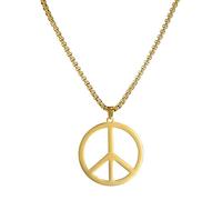 unift Collar de la Paz para Hombres Mujeres Acero Inoxidable Estilo Hippie Collar Signo de Paz 1960s 1970s Joyeria Simbolo de la Paz Accesorios de Fiesta (Oro)