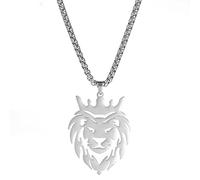 UNIFT Collar de león para hombre, de acero inoxidable, estilo hueco, cabeza de león, collar con colgante de cabeza de león de África, collar de cadena clásica de animales, Acero inoxidable, No es una