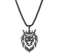 UNIFT Collar de león para hombre, de acero inoxidable, estilo hueco, cabeza de león, collar con colgante de cabeza de león de África, collar de cadena clásica de animales, Acero inoxidable, No es una