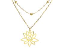 UNIFT Collar de loto para mujer, de acero inoxidable, delicado símbolo de yoga, chakras, flor de loto, collar con colgante espiritual, regalos inspiradores, talla única, Acero inoxidable, No es una