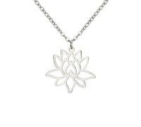 UNIFT Collar de loto para mujer, de acero inoxidable, delicado símbolo de yoga, chakras, flor de loto, collar con colgante espiritual, regalos inspiradores, talla única, Acero inoxidable, No es una