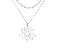 UNIFT Collar de loto para mujer, de acero inoxidable, delicado símbolo de yoga, chakras, flor de loto, collar con colgante espiritual, regalos inspiradores, talla única, Acero inoxidable, No es una