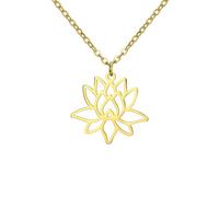 UNIFT Collar de loto para mujer, de acero inoxidable, delicado símbolo de yoga, chakras, flor de loto, collar con colgante espiritual, regalos inspiradores, talla única, Acero inoxidable, No es una