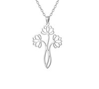 UNIFT Collar de loto para mujer, de acero inoxidable, elegante, elegante, con símbolo de yoga, tres flores de loto, collar con colgante de hinduismo, talla única, Acero inoxidable, No es una piedra