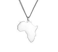UNIFT Collar de mapa africano para mujeres y hombres, acero inoxidable, minimalista, étnico, elegante, África, patria, continente, contorno colgante, collar, joyería hip-hop, Acero inoxidable, No es