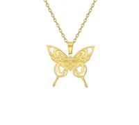 UNIFT Collar de mariposa para mujer, de acero inoxidable, delicado y bonito collar con colgante de mariposa, joyería de la amistad, talla única, Acero inoxidable, No es una piedra preciosa