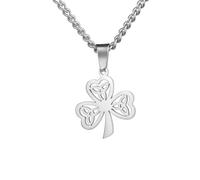 unift Collar de nudos celtas de trébol para mujeres hombres símbolo irlandés de la suerte Shamrock con colgante celta Trinity Collar Amuleto Joyas Regalos de San Patricio, Talla única, Acero