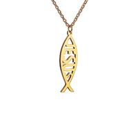 unift Collar de Pez de Jesús para Mujeres Símbolo de fe Cristiana Collar con Colgante de Pez de Jesús Joyería Religiosa Regalo Inspirador (oro 2)