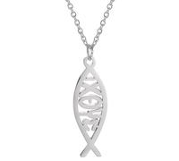 unift Collar de Pez de Jesús para Mujeres Símbolo de fe Cristiana Collar con Colgante de Pez de Jesús Joyería Religiosa Regalo Inspirador (plata)