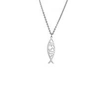 unift Collar de Pez de Jesús para Mujeres Símbolo de fe Cristiana Collar con Colgante de Pez de Jesús Joyería Religiosa Regalo Inspirador (plata 3)