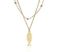 unift Collar de Pez de Jesús para Mujeres Símbolo de fe Cristiana Collar con Colgante de Pez de Jesús Joyería Religiosa Regalo Inspirador (oro 1)