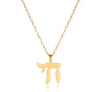 UNIFT Collar hebreo Chai para mujer, acero inoxidable, clásico, hebreo, signo de vida, letra chai, collar con colgante religioso judío, Acero inoxidable, No es una piedra preciosa