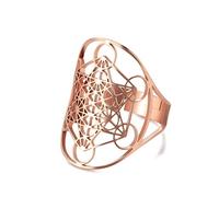 unift Cubo de Metatron Anillo para Hombres Mujeres Acero Inoxidable Misteriosa Geometría Sagrada Arcángel Magia Hexagrama Anillo Yoga Símbolos Espirituales Talismán Joyería (rose gold)