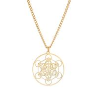 unift Cubo de Metatrón Collar Colgante Para Hombres Mujeres Acero Inoxidable Estilo Geométrico Hueco Sellos de Arcángel Collar Espiritual Curación Talismán Joyería (oro 2)
