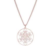 unift Cubo de Metatrón Collar Colgante Para Hombres Mujeres Acero Inoxidable Estilo Geométrico Hueco Sellos de Arcángel Collar Espiritual Curación Talismán Joyería (oro rosa)