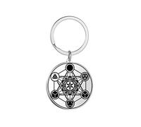unift Cubo de Metatron Llavero Para Mujeres Hombres Acero Inoxidable Geometría Sagrada Hexagrama Redondo Llavero Espiritual Amuleto Joyería (plata)