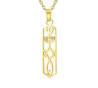 unift Hanukkah Menorah Estrella de David Collar de Acero Inoxidable para Mujeres Sello Mesiánico Mezuzah Estrella Judía Candelabro Colgante Collares Alianza Joyas Religiosas Regalos, Talla única,
