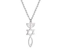 unift Hanukkah Menorah Estrella de David Collar de Acero Inoxidable para Mujeres Sello Mesiánico Mezuzah Estrella Judía Candelabro Colgante Collares Alianza Joyas Religiosas Regalos, Talla única,