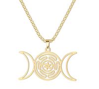 unift Hécate Collar para Hombres Mujeres Acero Inoxidable Brujería Símbolo Mágico Rueda de Hécate Triple Luna Diosa Colgante Collar Wiccan Pagan Joyería Amuleto Regalos (oro 2)