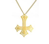 unift Invertida Cruz Collar para Hombres Mujeres de Acero Inoxidable Clásico Símbolo Satánico San Pedro al Revés Cruz Colgante Collar de Joyería Religiosa Regalos (oro)