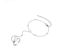 UNIFT Juego de pulseras de cadena de mano para mujer, de acero inoxidable, ajustable, corazón o trébol de cuatro hojas, pulsera de cadena de joyería delicada de moda, adjustable, Acero inoxidable, No