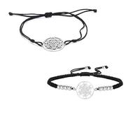 UNIFT Metatron's Cube Pulsera para mujeres y hombres, acero inoxidable, geometría hueca, estilo hueco, sello de ángel, círculo, estrella de David, colgante de doble cuerda, amuleto, joyería de regalo,