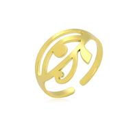 unift Ojo de Horus Ankh Anillo de la Cruz para las Mujeres los Hombres de Acero Inoxidable Simple Moda Antiguo Símbolo Egipcio Ojo de Horu Anillo Abierto Protección Egipcia Amuleto Joyería (oro)