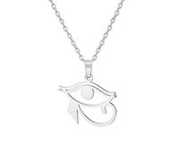 unift Ojo de Horus Ankh Cruz Collar para Mujeres Hombres Acero inoxidable Antiguo Egipcio Ojo de Horus con el signo de la vida egipcia Ankh Cruz | Doble Ala Colgante Collar Amuleto Joyería (Plata 1)