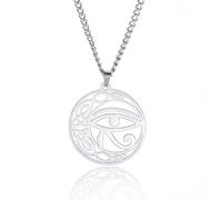unift Ojo de Horus Collar para Mujeres Hombres Acero Inoxidable Antigua Diosa Egipcia Isis Media Luna Ankh Cruz con Nudo Celta Collares Amuleto Joyería, Talla única, Acero inoxidable, No es una piedra