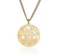 unift Ojo de Horus Collar para Mujeres Hombres Acero Inoxidable Antigua Diosa Egipcia Isis Media Luna Ankh Cruz con Nudo Celta Collares Amuleto Joyería, Talla única, Acero inoxidable, No es una piedra