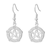 UNIFT Pendiente celta con pentagrama para mujer, colgante gótico con pentagrama de brujería en acero inoxidable, regalo de cumpleaños para seres queridos y amigos. (plata)